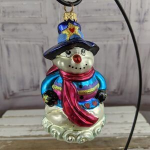 Radko snowman warm & wooly 1999 star hat blown orn
